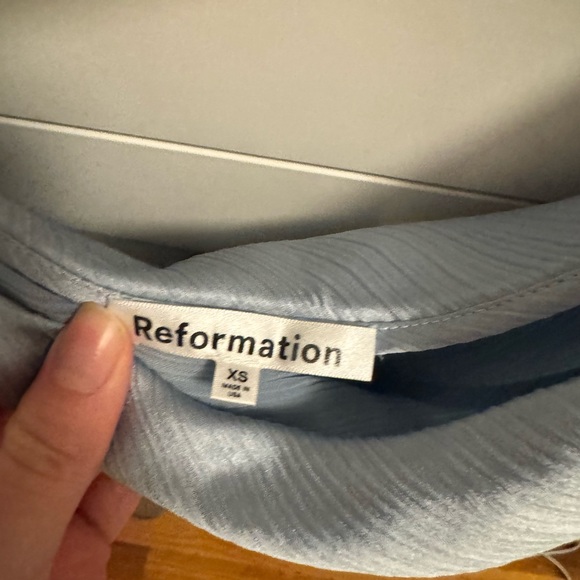 Reformation Pike Satin Dress size xs blue - Picture 2 of 5